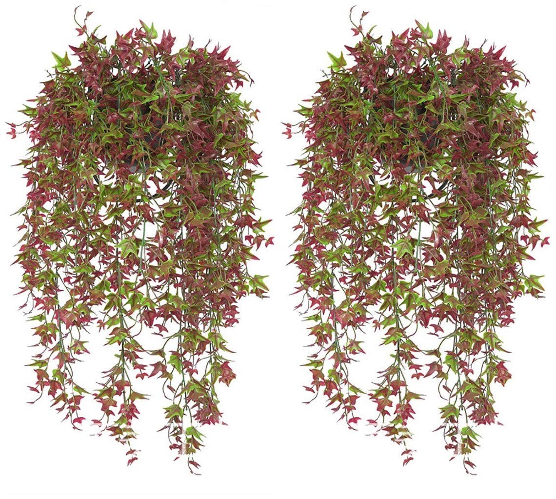 Artificial Hanging Vine, Sweet Potato Leaves Plastic Plants Greenery Faux Ivy…