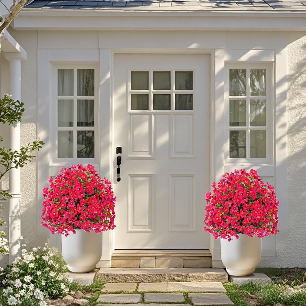 Artificial Outdoor Flowers Plants 2-Pack – 23 in, Low-Maintenance Faux Shrubs
