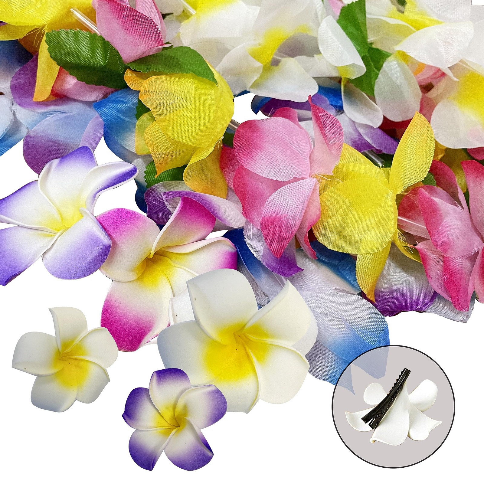 18 Counts Hawaiian Leis, Flower Hair Clip, Headbands and Wristbands, Perfect …