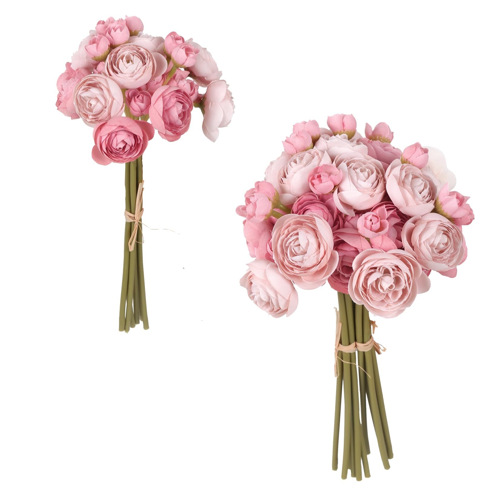Artificial Ranunculus 2 Bouquets Silk Flowers with Stems 12PCS Faux Ranunculu…