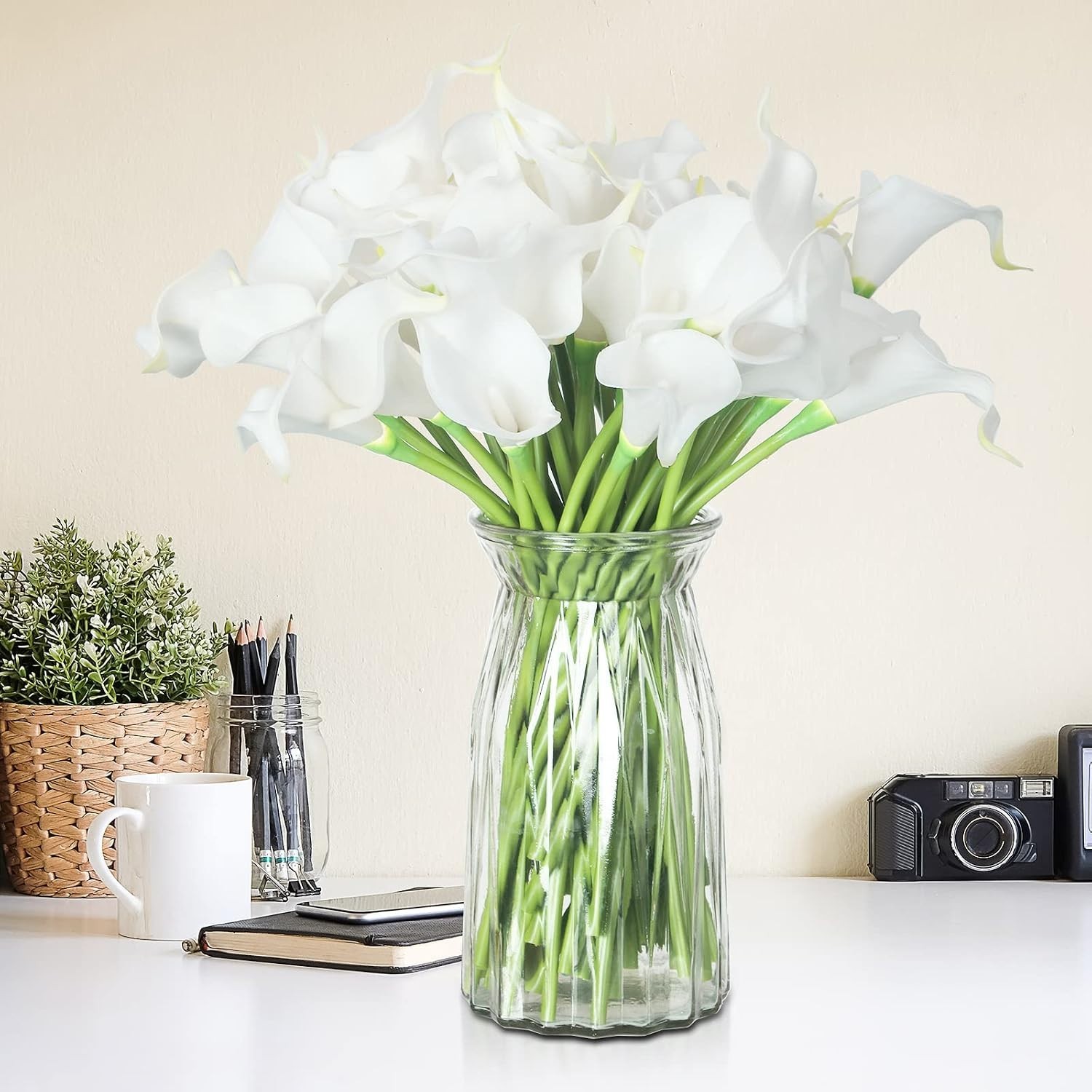 60 Pack Realistic Silk Calla Lily Flowers