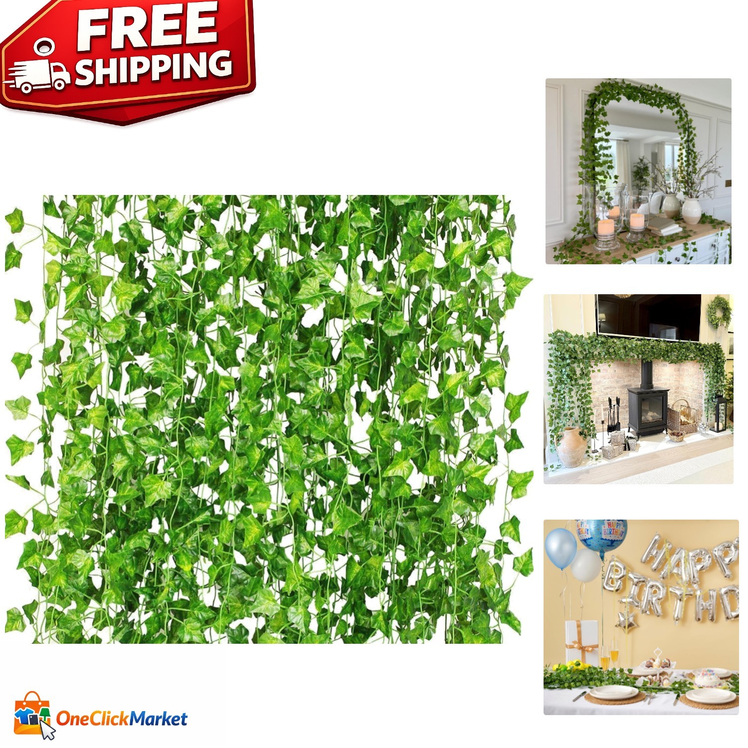 84Ft Artificial Ivy Fake Vines: 12 Count UV Resistant Greenery for All Occasions