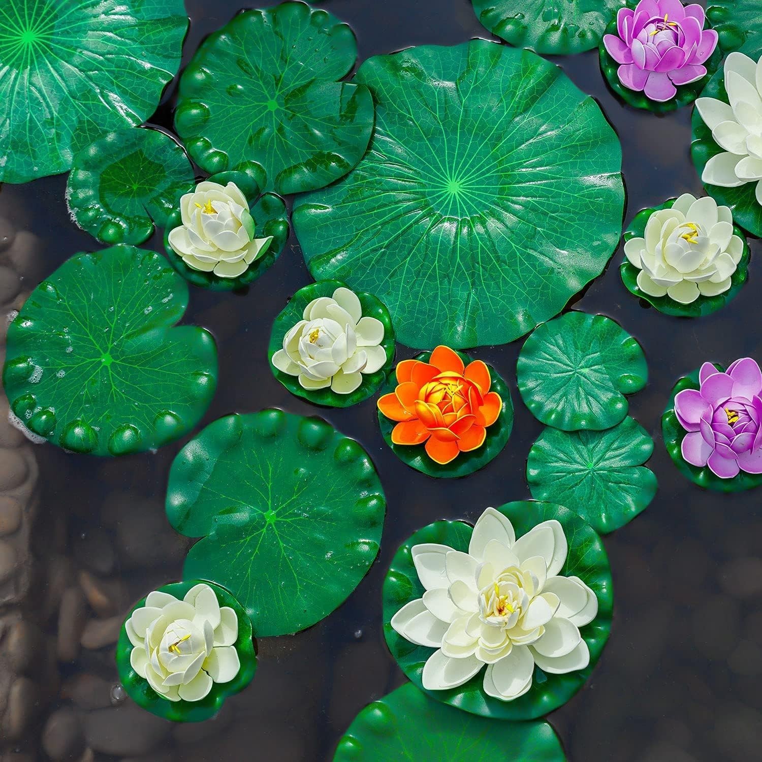 6Pcs Floating Lily Pads Artificial Foam Lotus Leaves Realistic Pond Decor