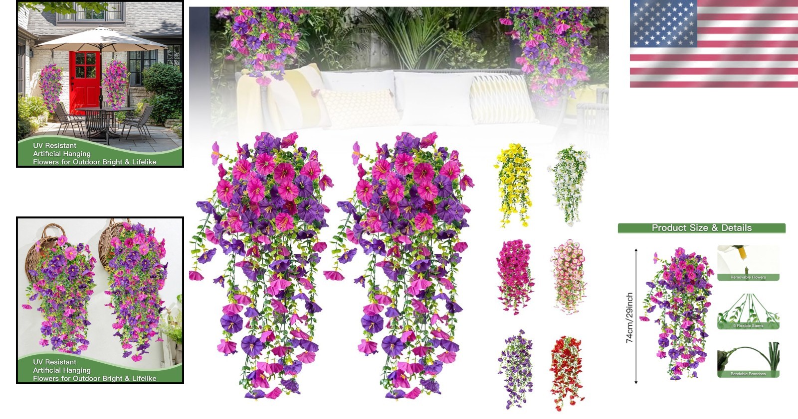 Vibrant Purple & Fuchsia Morning Glory Trailing Vines – Indoor/Outdoor Elegance