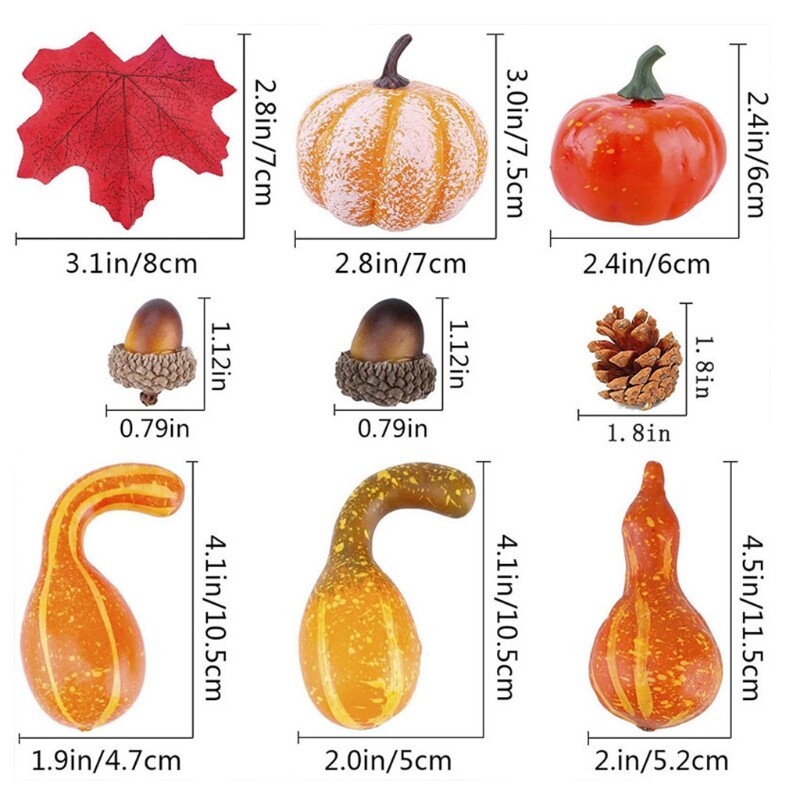 Artificial Pumpkin Gourd Acorn Berries Maple Leaf Fall Harvest Decor Props