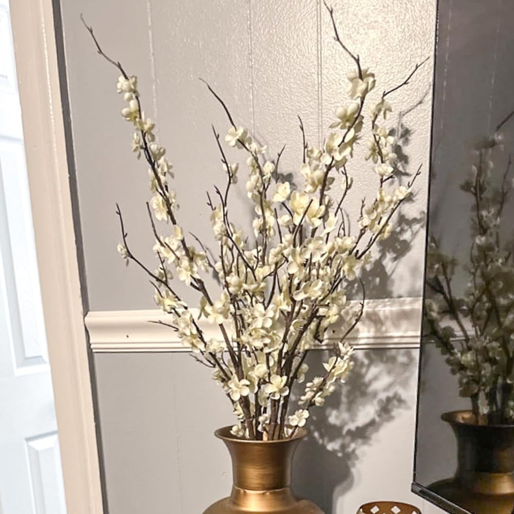 5Pcs Silk Cherry Blossom Branches 39” Artificial Flowers Faux Cherry Blossom…