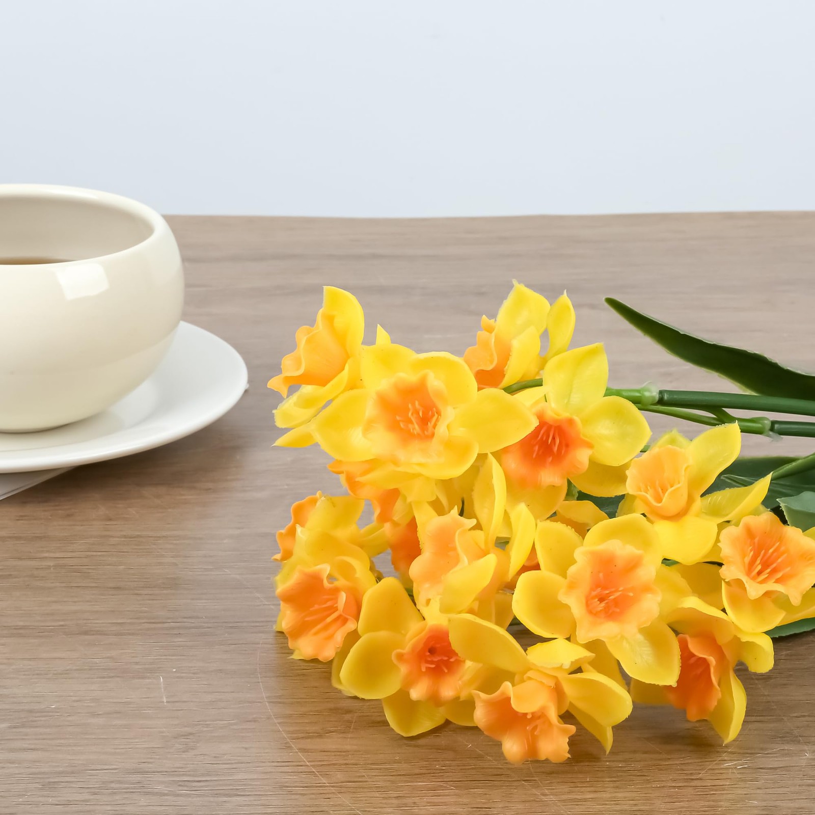 3 Bundles Daffodil Artificial Flowers 14.5In Real Touch Yellow Faux Daffodils…