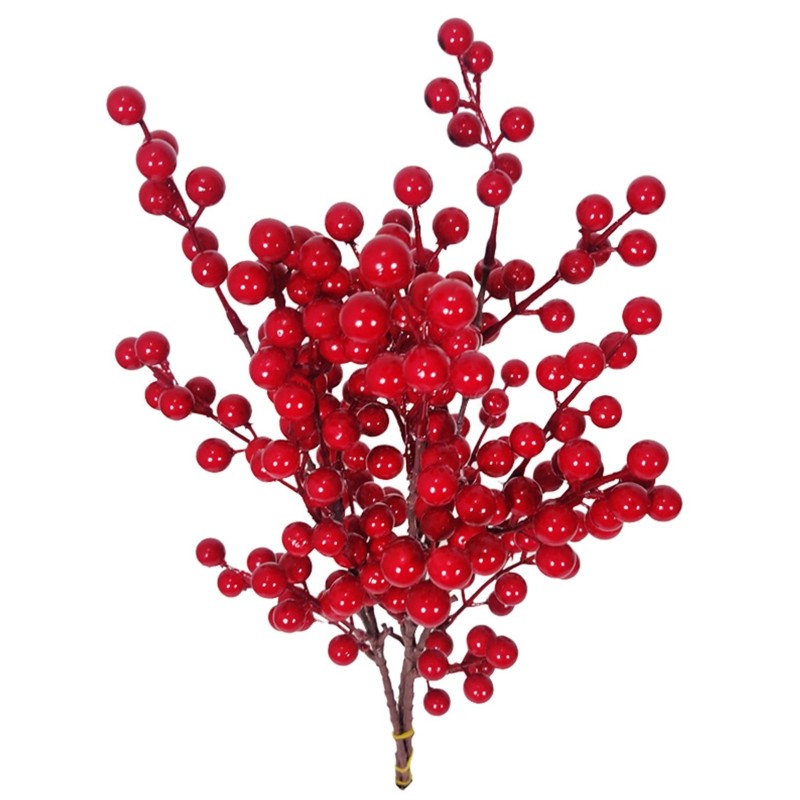 Artificial Red Stems Picks Berries Branches for Christmas Tree Decorations