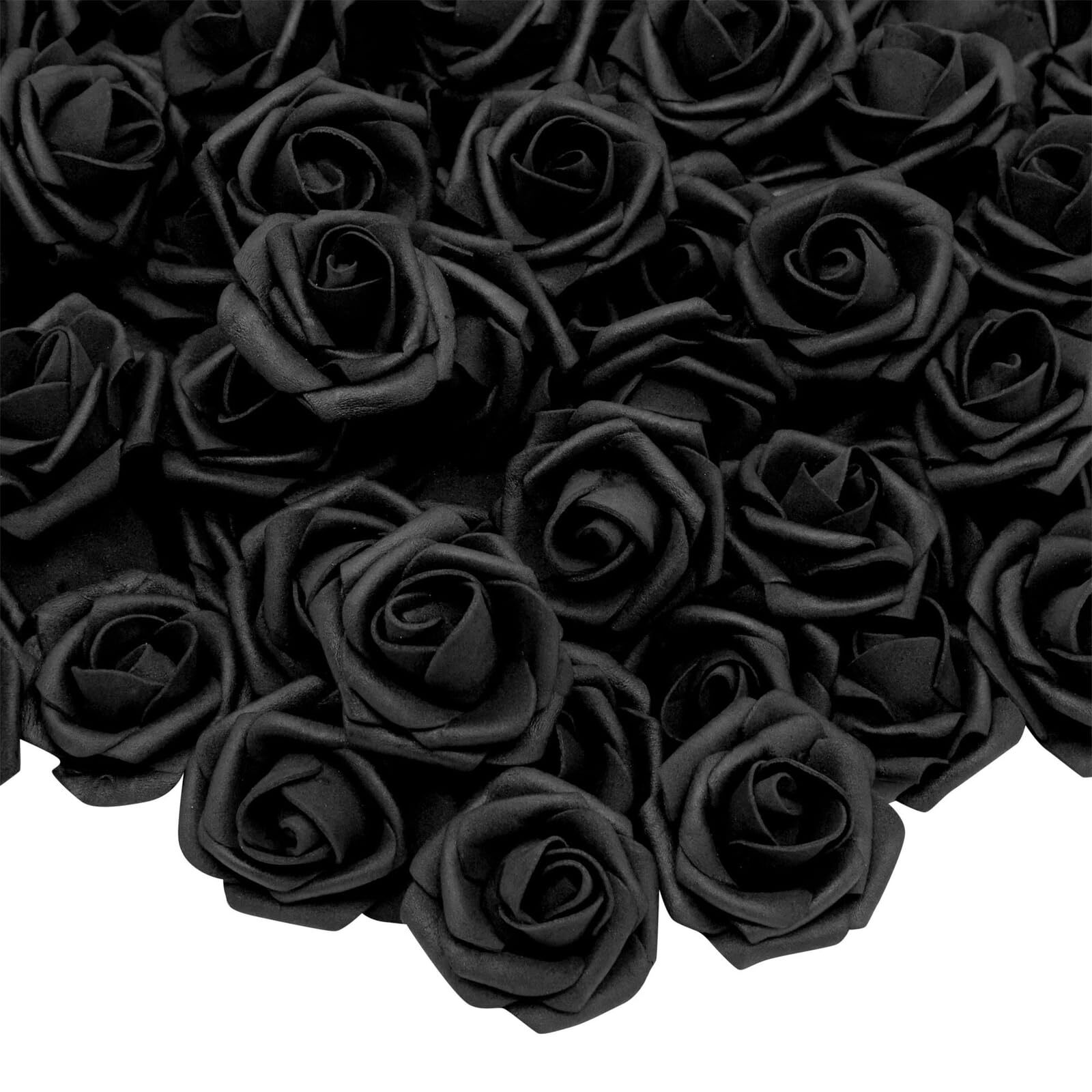 100 Pack Black Artificial Roses 3″ Foam Flowers Halloween DIY Craft Bouquet