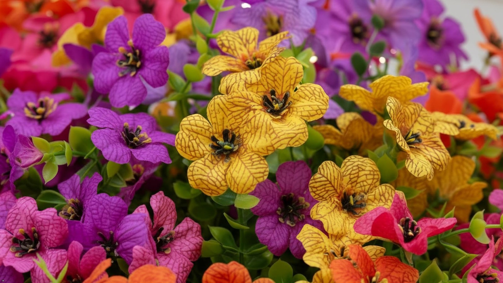Artificial Fake Flowers for Outdoor UV Resistant,16 Bundles Silk Outside Plan…