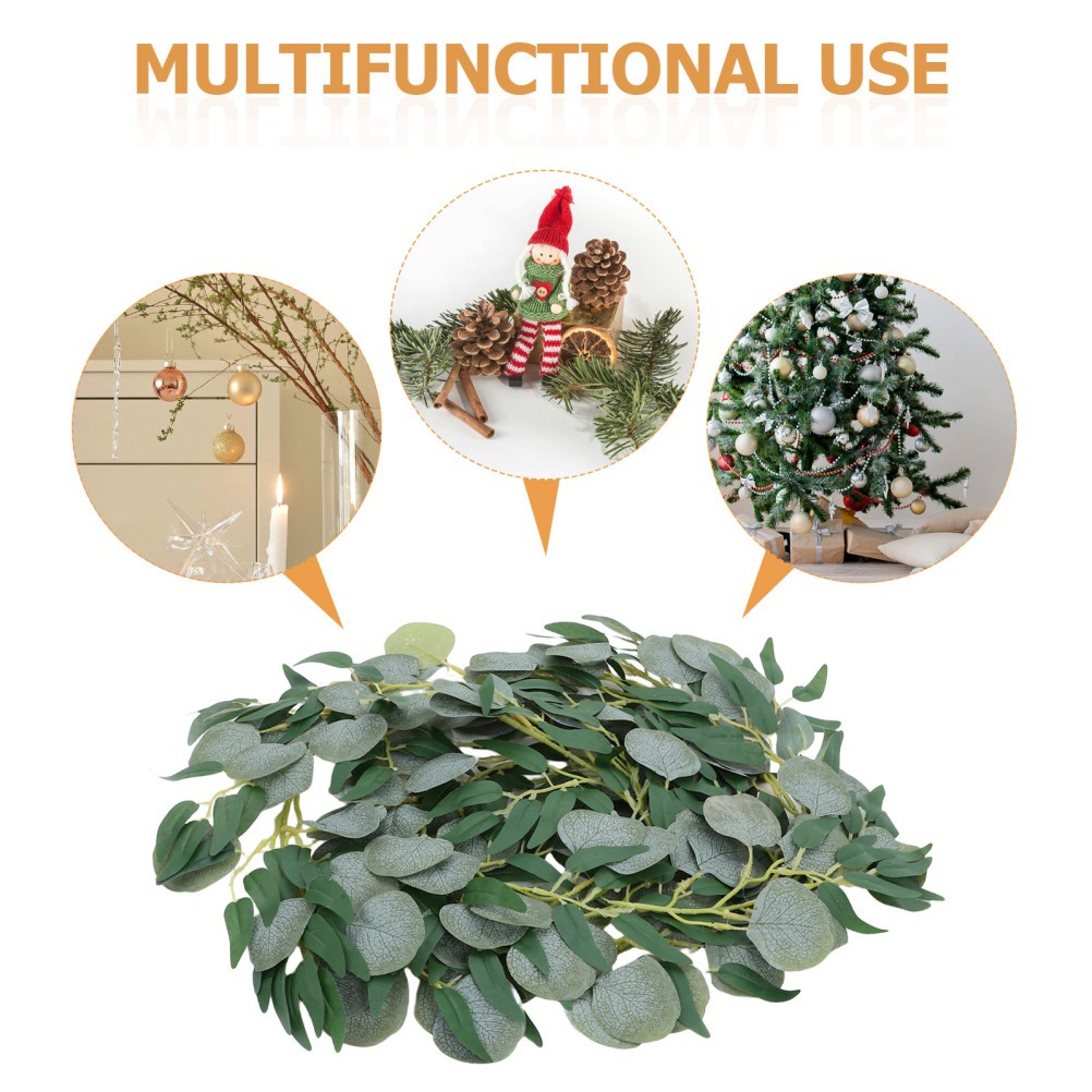 Simulated Vine Rattan Faux Eucalyptus Garland Artificial Leaves Green Plant