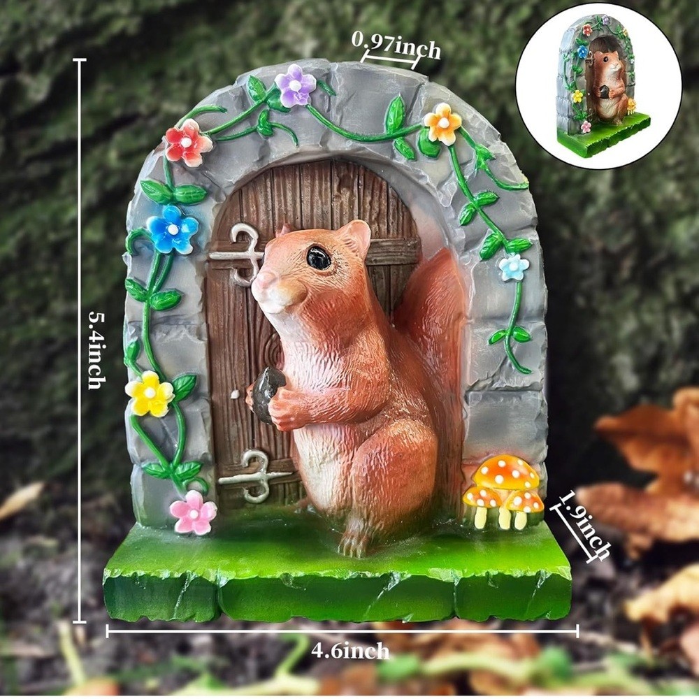 Squirrel Mushroom Fairy Door, NIB 🐿️ 🍄‍🟫 🚪