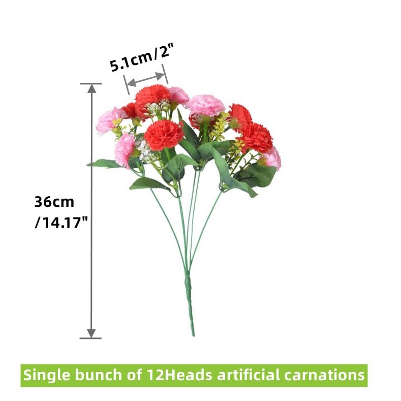 4Pack Artificial Carnations Flowers,48 Heads Bunch of Outdoor UV Resistant No…
