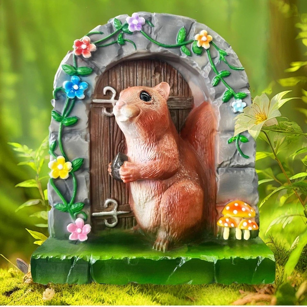 Squirrel Mushroom Fairy Door, NIB 🐿️ 🍄‍🟫 🚪