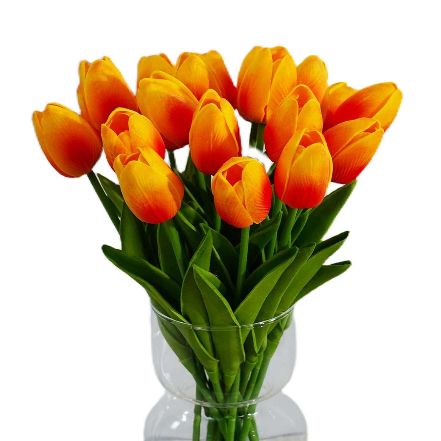 20 PCS OrangeRed Artificial Tulip Flowers 13 Inch Faux Bouquet Easter Decor