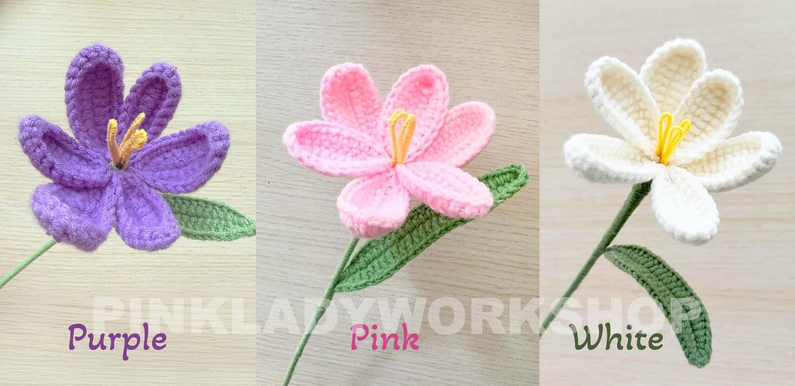Handmade Crochet Tulip Flower Stems (no vase) | Pink | Bouquet | Gift for Mom