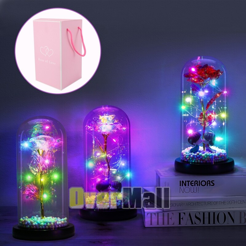Galaxy Rose Flower Gift for Mom from Son, Daughter – LED Light Glass Flower 2025