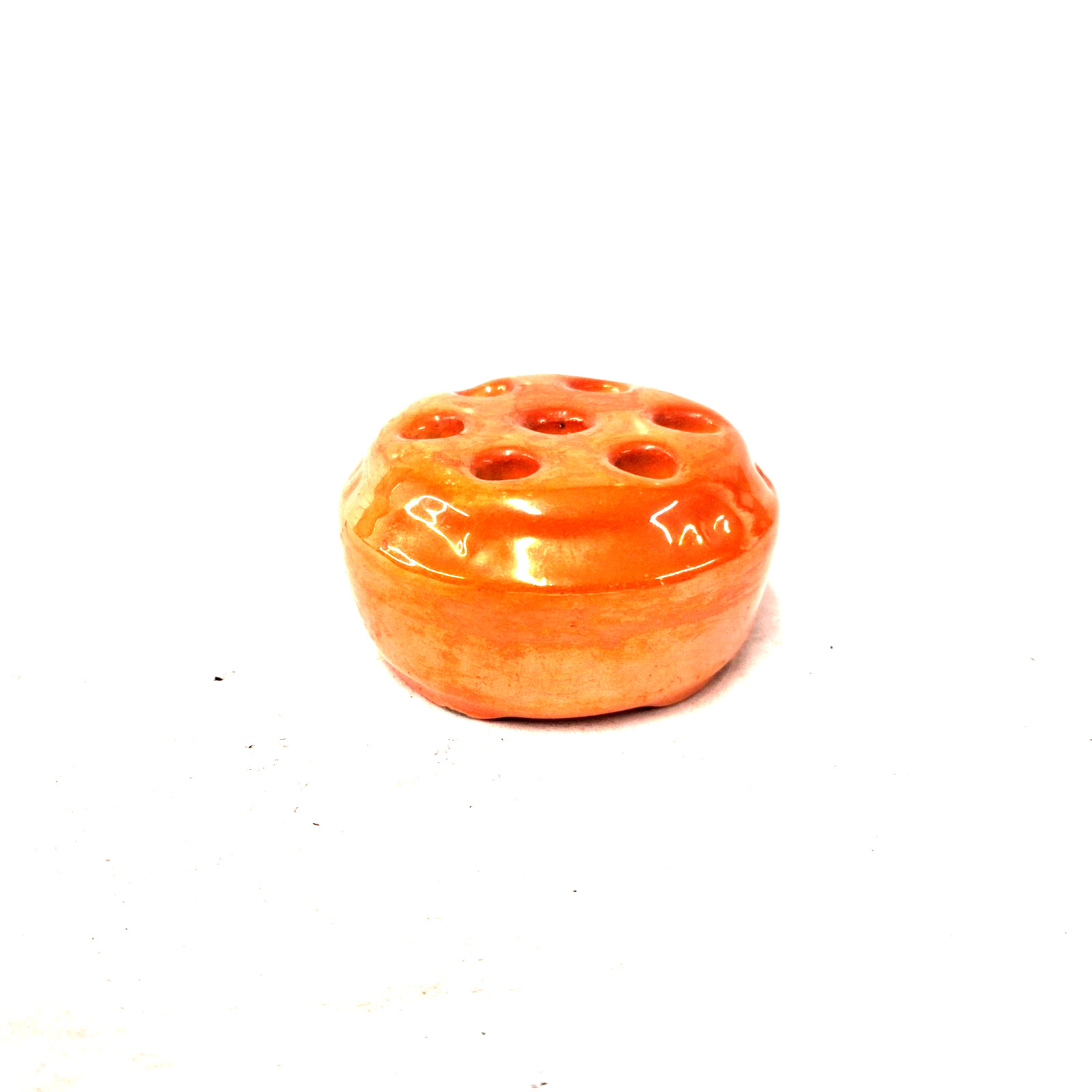 Vintage Orange Ceramic Flower Frog Floral Arrangement Holder Ikebana Vase Insert