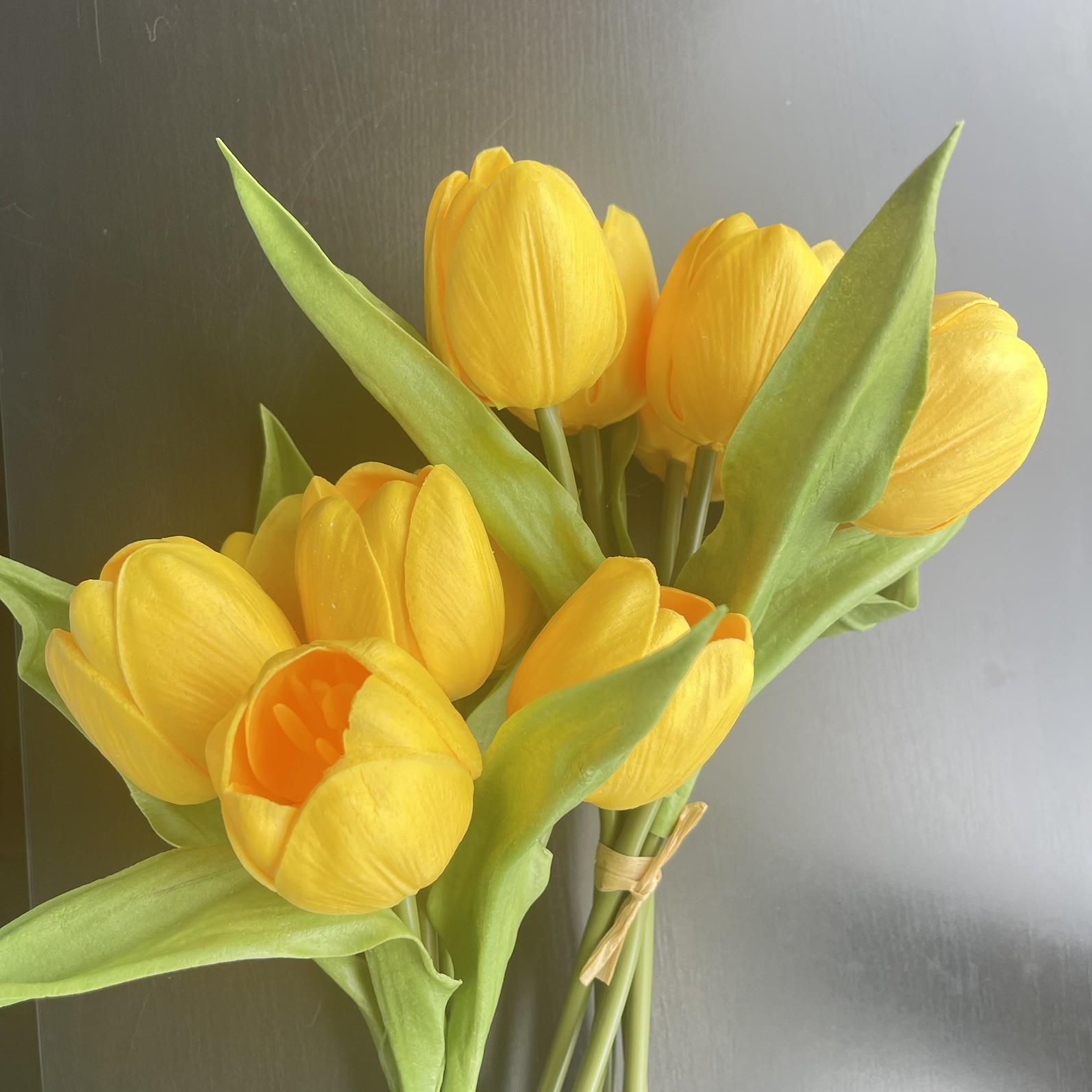 24Pcs Fake Tulips Artificial Flowers PU Artificial Tulips Real Touch Yellow