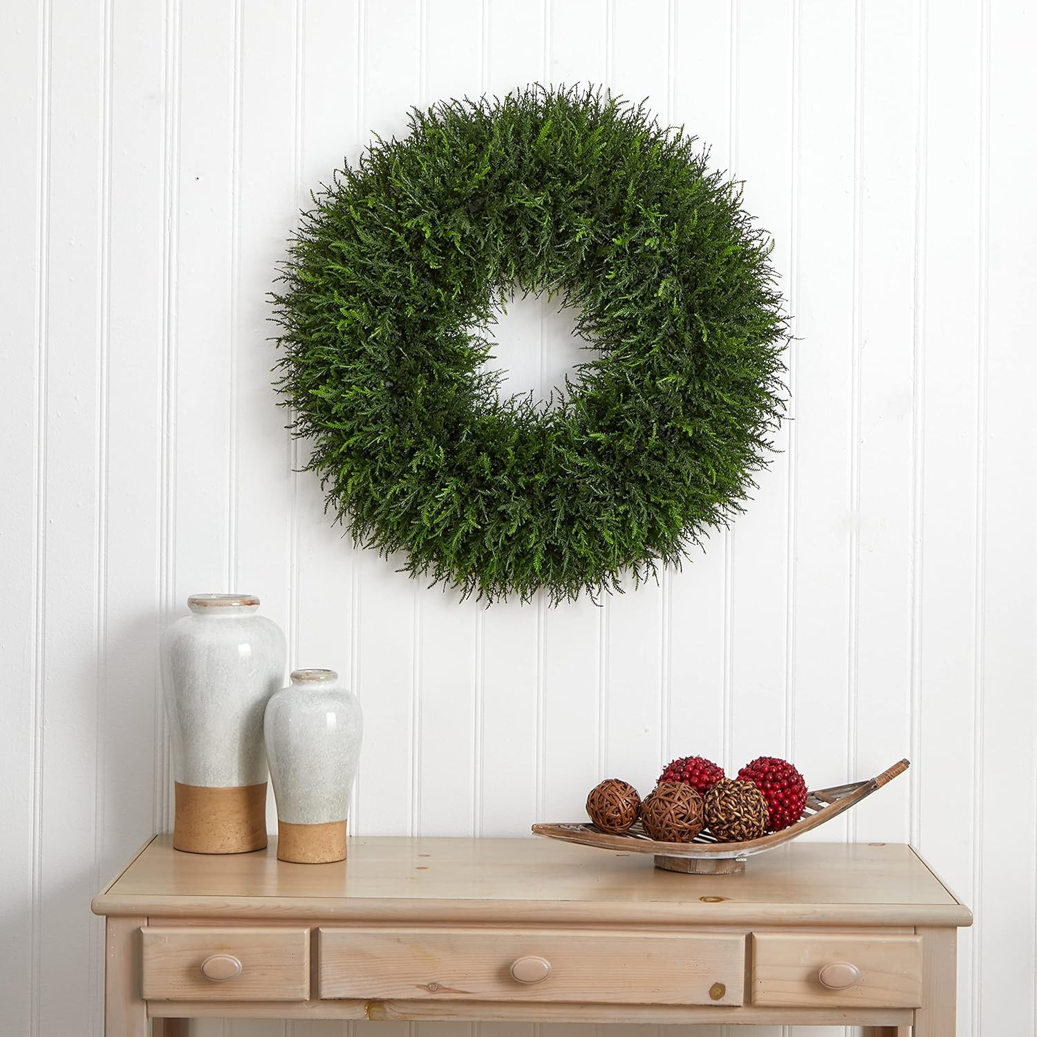 32-Inch Lush Green Cedar Artificial Wreath for Home Decor