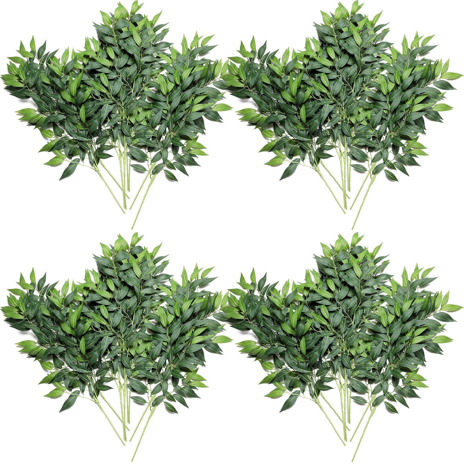 20 PCS 27.5 Inch Artificial Ruscus Greenery Fake Plants Faux Leaf Floral Spray