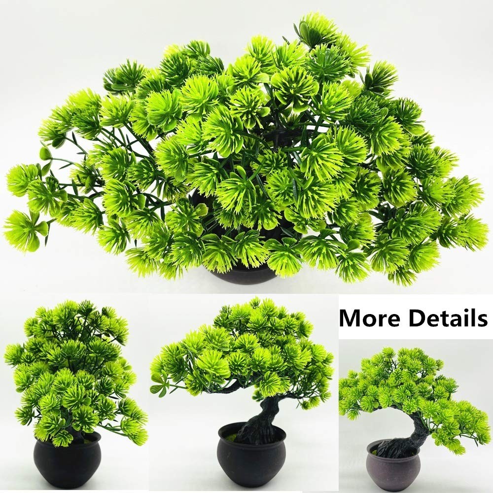 Fycooler Artificial Bonsai Tree Miniature Plants 10in, Green