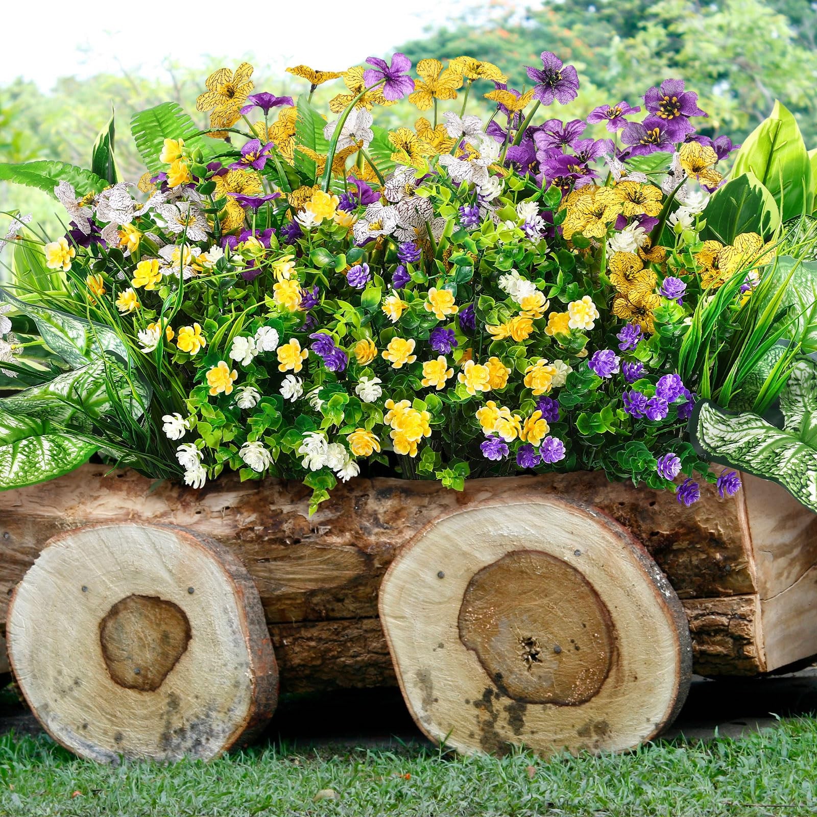 24 Pcs Artificial Flowers for Outdoor Window Box, Artificial Fake Plants Plas…