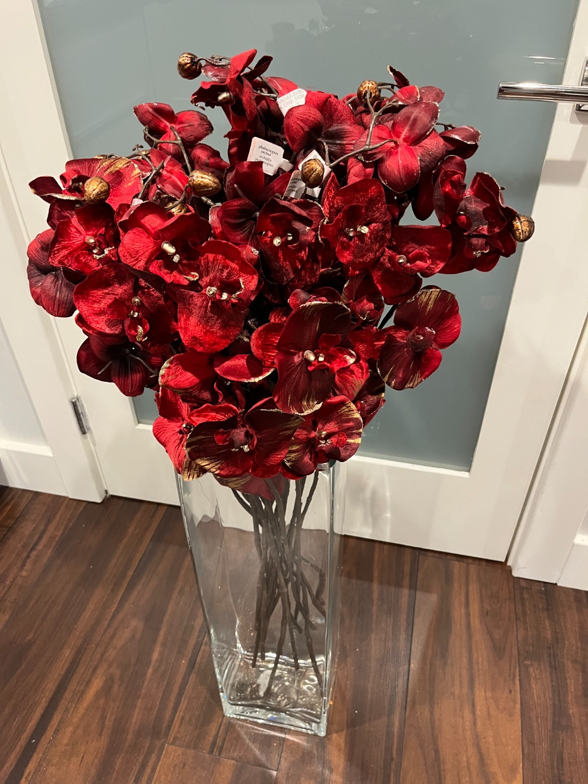 Red Velvet Phalaenopsis Orchid Stems – Approximately 30” Faux Flower Stem