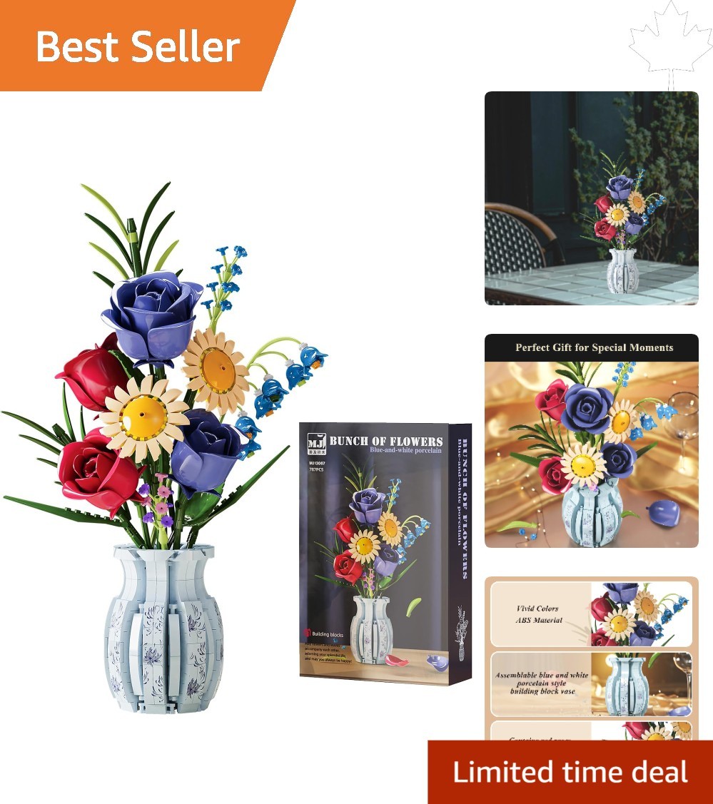 Elegant Roses Bouquet Building Set with 787 Pieces – Perfect for All Occasions