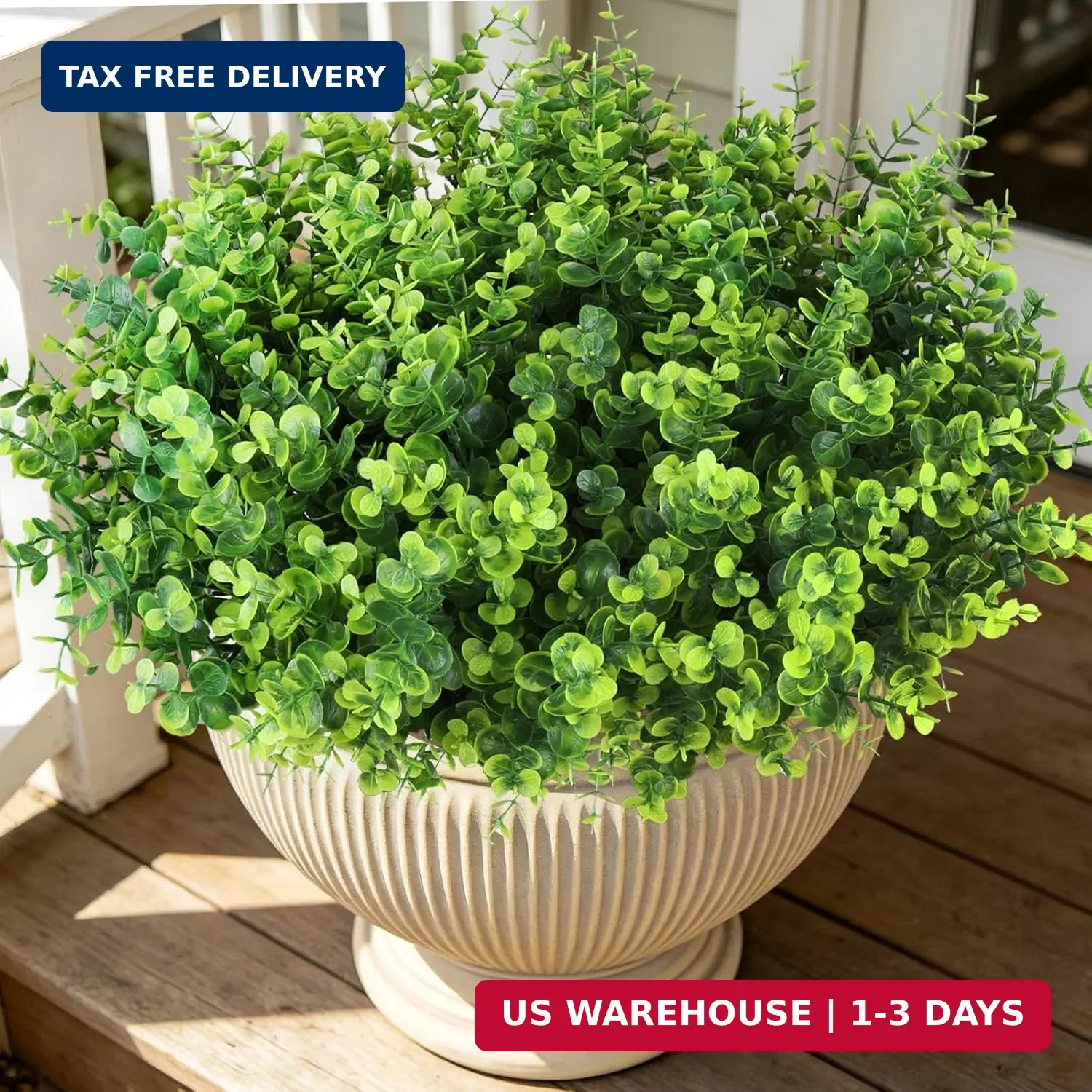 Artificial Greenery Eucalyptus Boxwood, UV Resistant Faux Outdoor Plants for Dec
