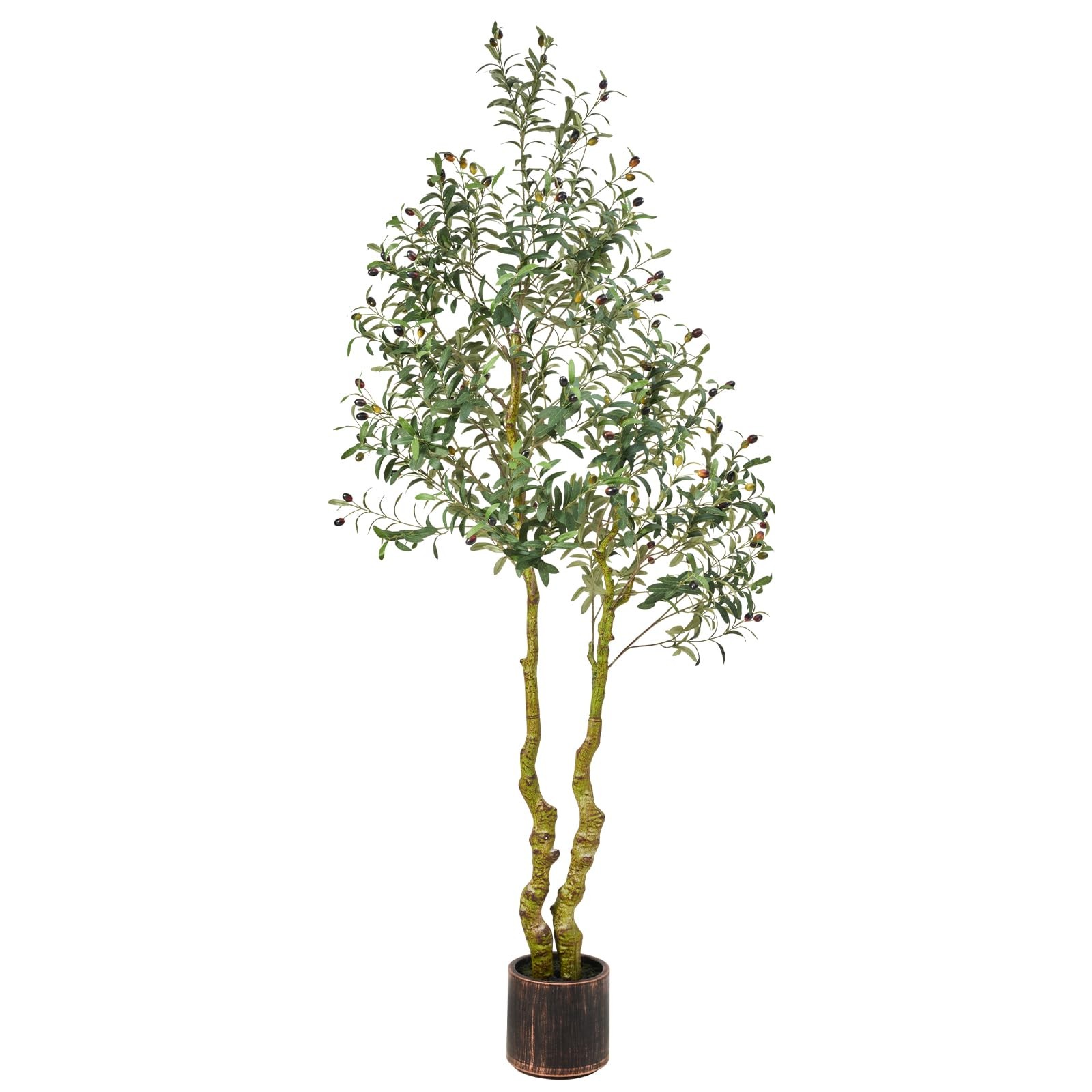 7FT Tall Faux Olive Tree Artificial – Extra Large Fake Tree with Lifelike Bra…