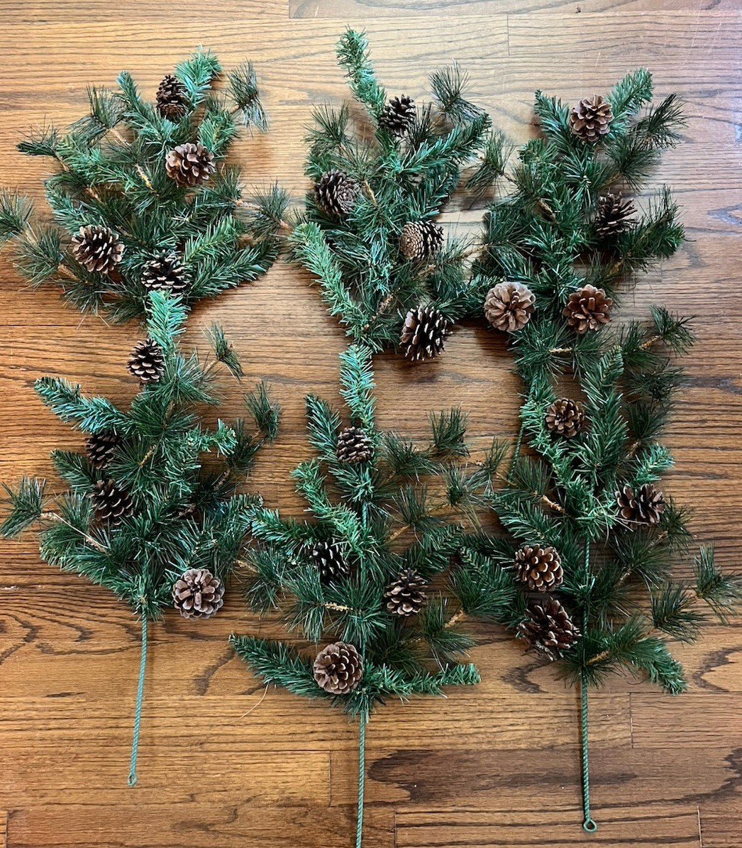 6 Pieces Artificial Pine Sprays with Pinecone Accents 20” Long