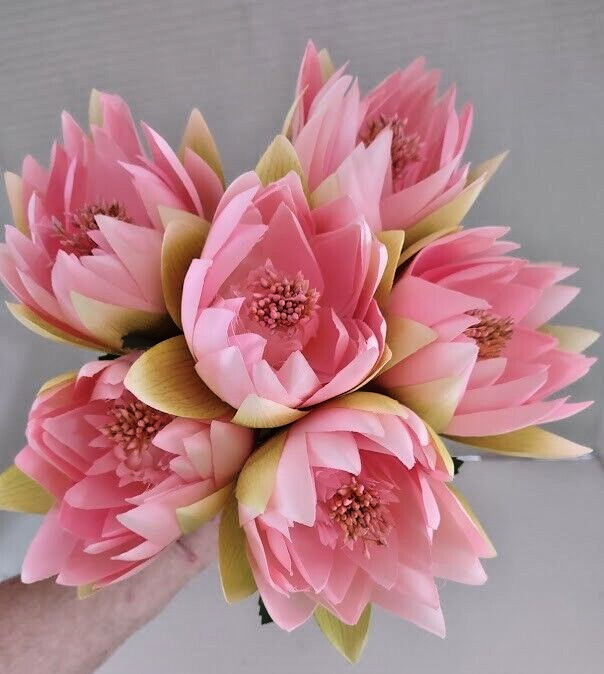 Artificial lotus blossom flower Stems (Six Stems) Pastel Pink