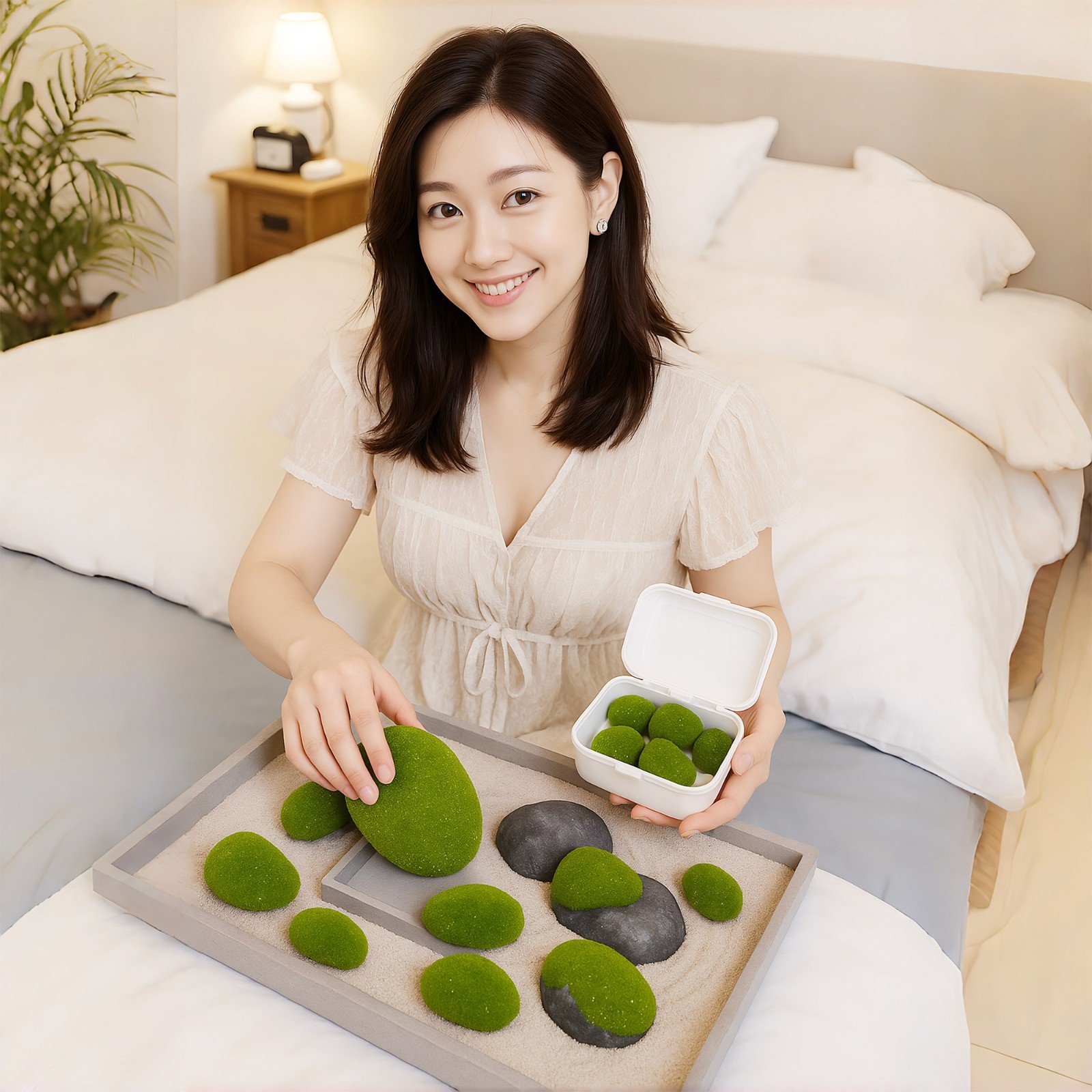Artificial Moss Rocks 12 Pack 6 Sizes Realistic Green Faux Stones for Craft