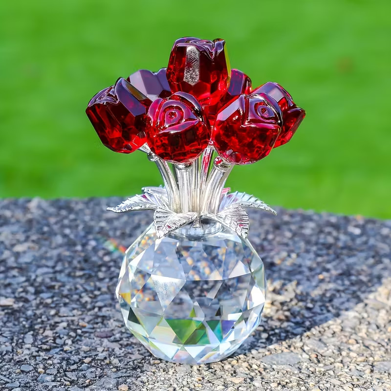 Eternal Crystal Rose Gift Artificial Glass Rose Bouquet Valentine Anniversary