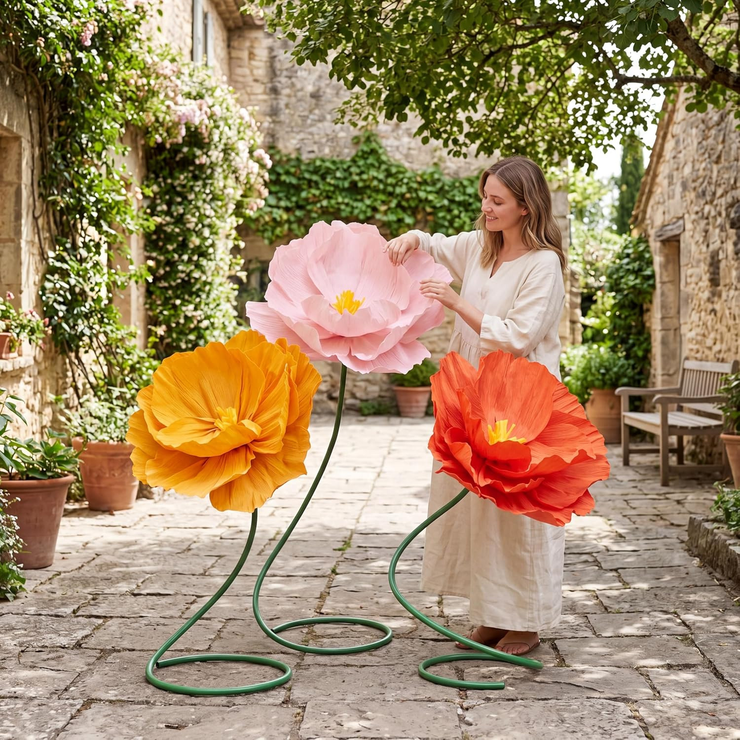 3 Pcs 5Ft Large Mix Color Poppy Flowers Giant Artificial Poppy Huge Decoration f