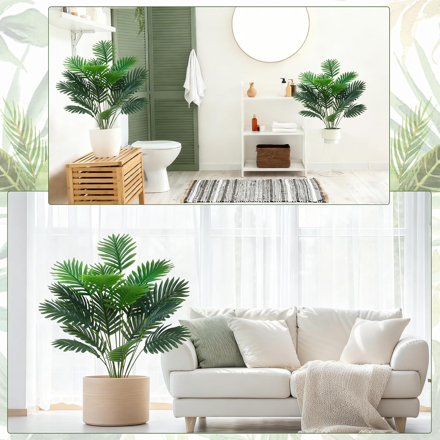 Large Areca Palm Artificial Plants 4 Pack UV Resistant Faux Palm Tree
