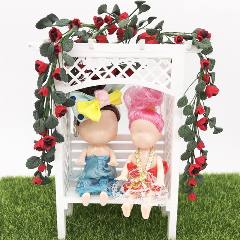 1/12 Miniature Flower Vine Realistic Artificial Rose Flower Garden Scene Display