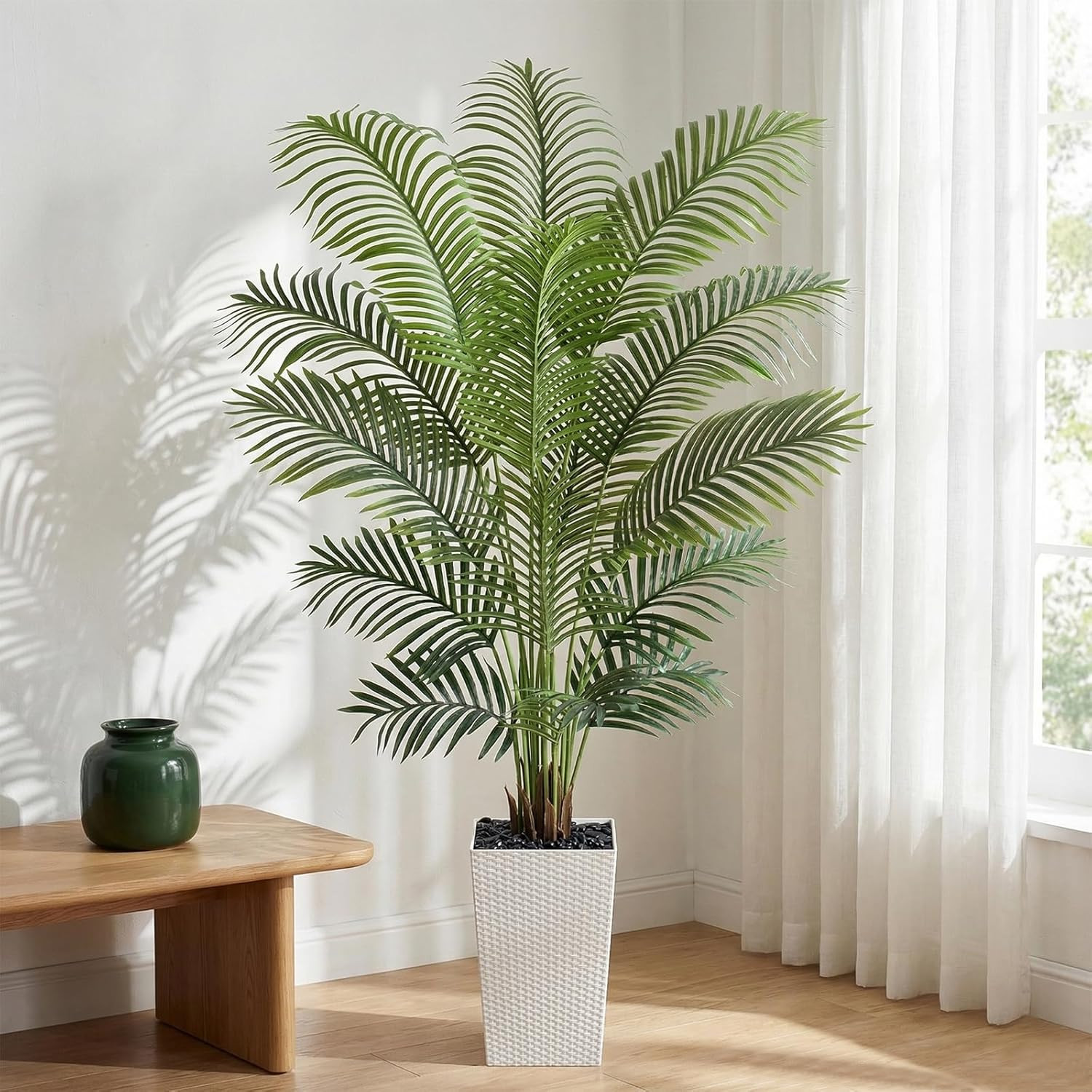 6Ft Artificial Palm Tree in White Planter – Indoor Tropical Decor
