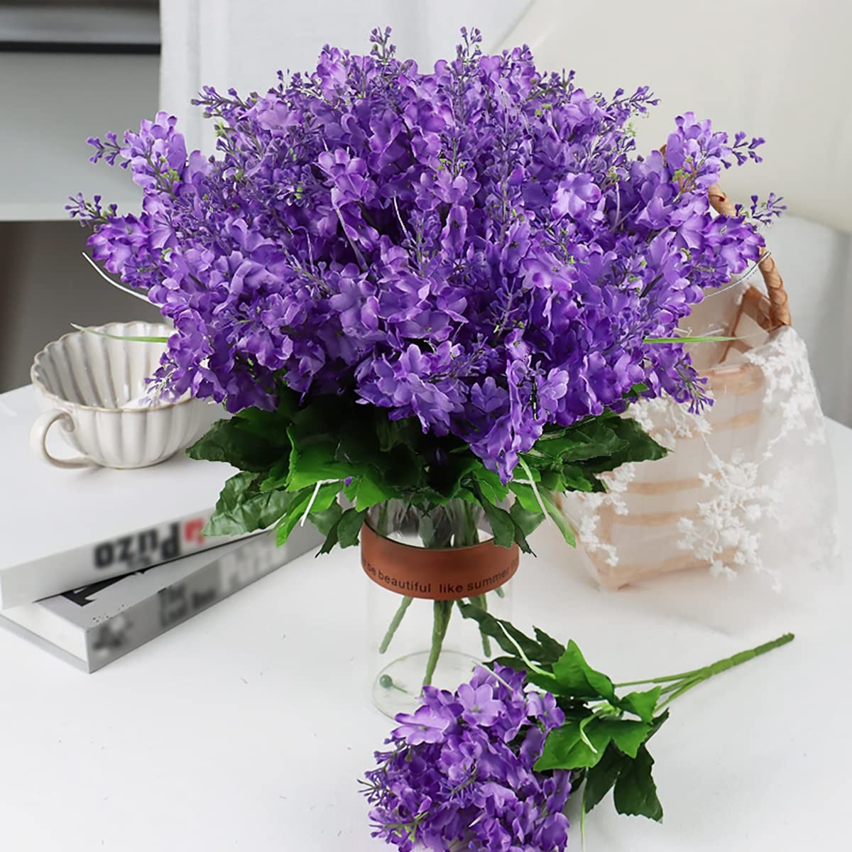 13.78 inch Artificial Hyacinth Flower Bouquet, Silk Hyacinth Flowers Fake Flo…