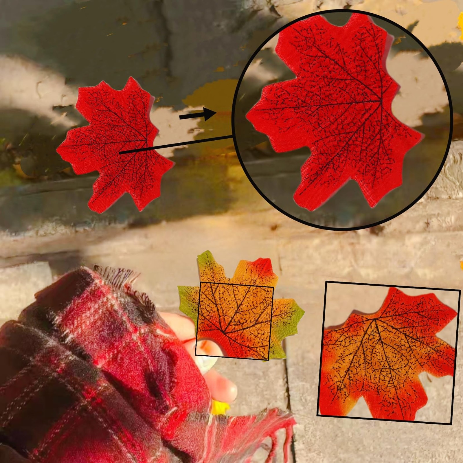 300 Pcs Artificial Autumn Maple Leaves, Mixed 6 Colors Fake Fall Leaves Decor…