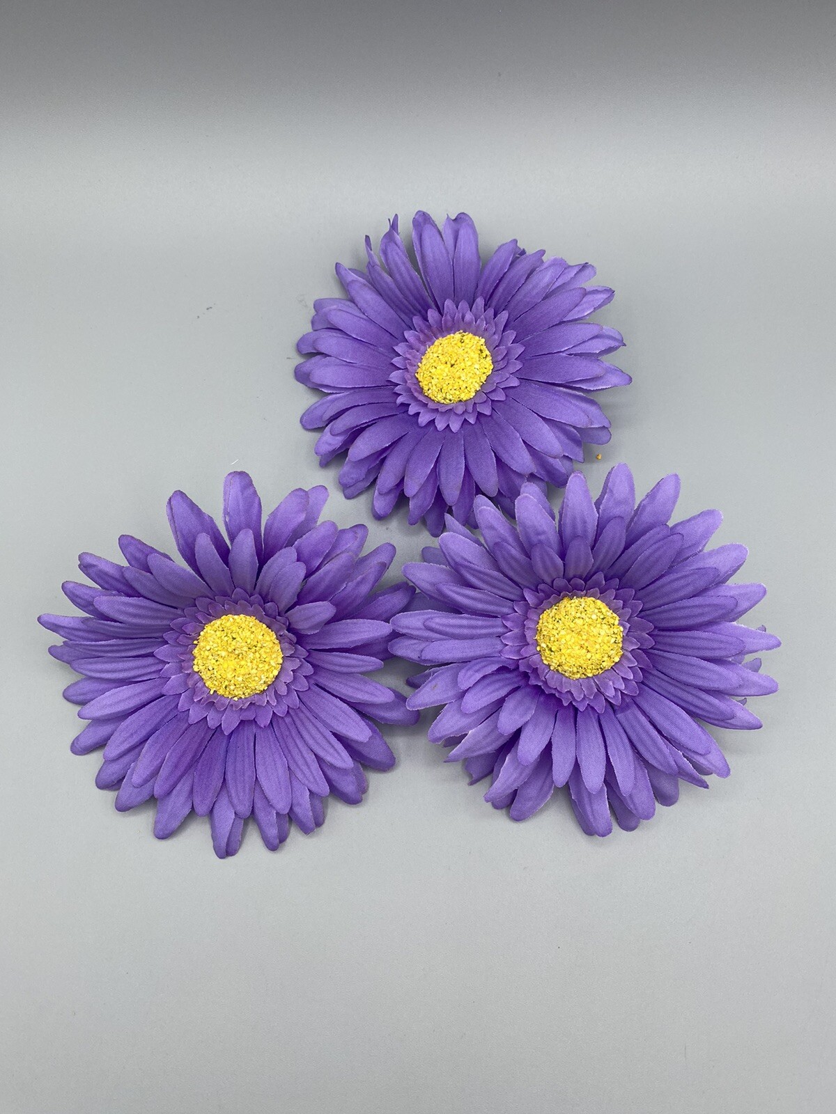 Artificial Gerbera Heads Flowers Purple Pink White Set Of Nine