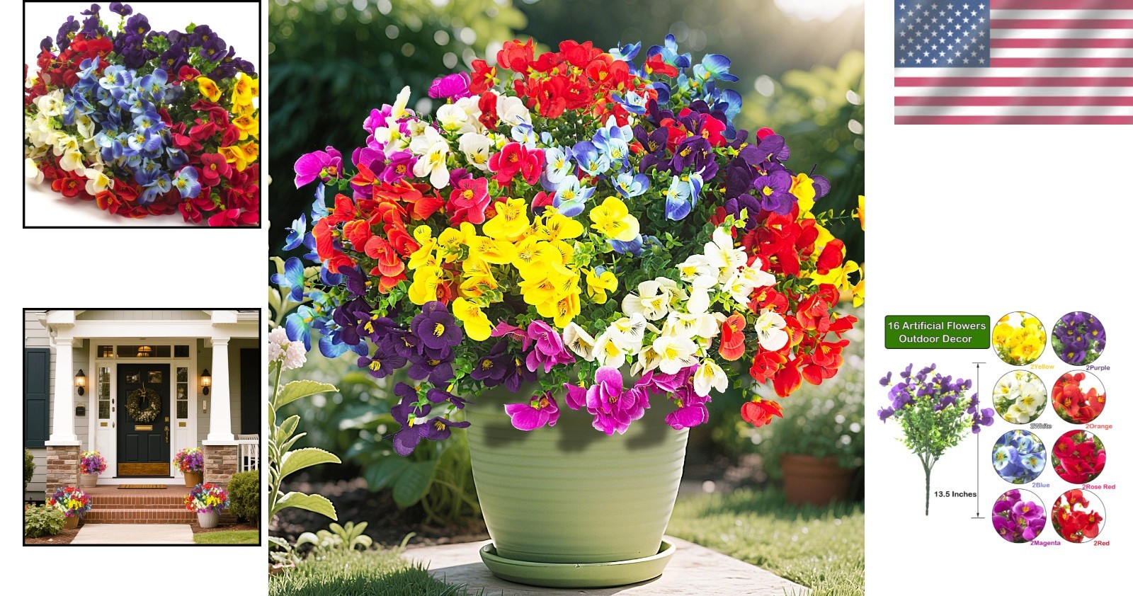 Versatile 16-Piece Artificial Silk Flower Set for Instant Garden Elegance