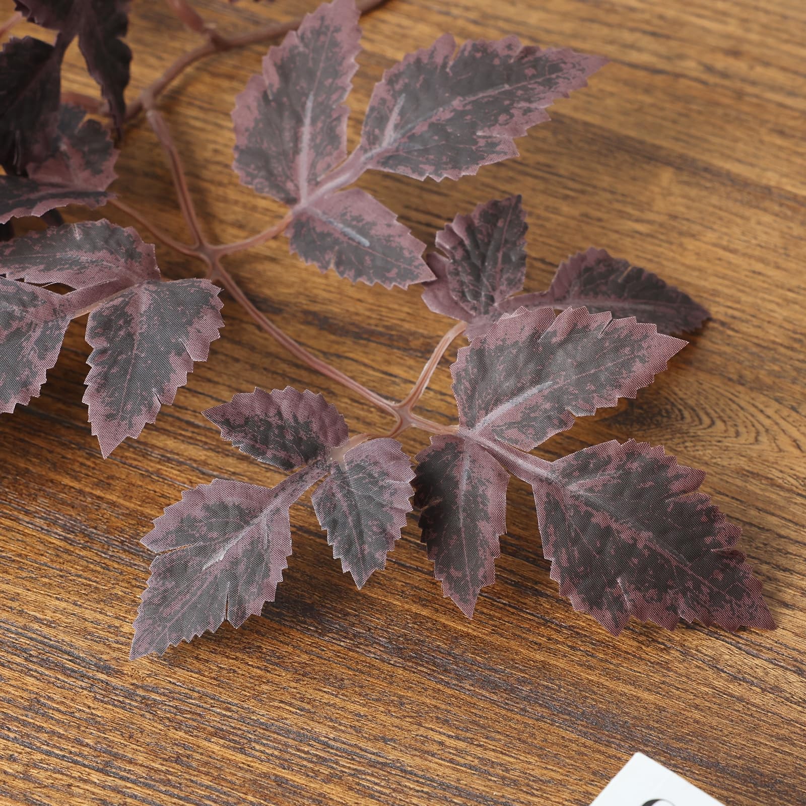 5 Pcs Artificial Cimicifuga Stems 36 in Burgundy Leaf Spray Plants Faux Green…