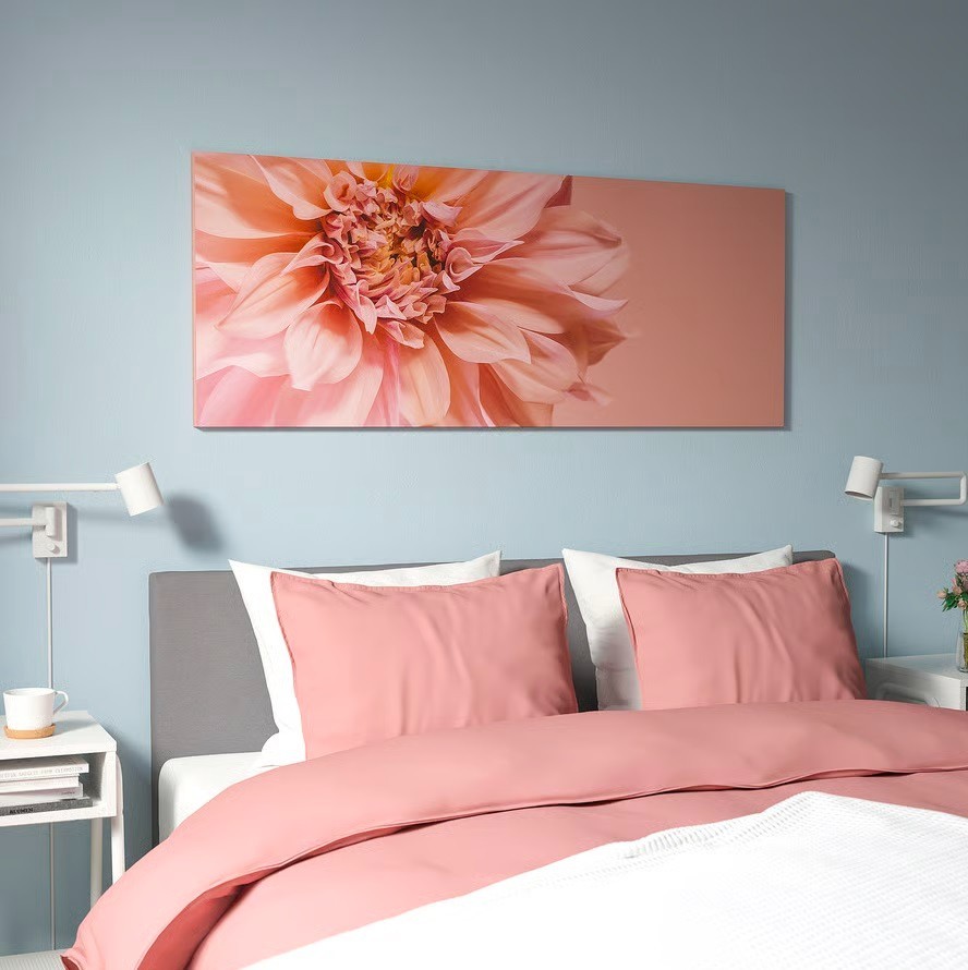 IKEA BJORKSTA Picture Flowers-in Pink 55×22″ (Canvas Only) New