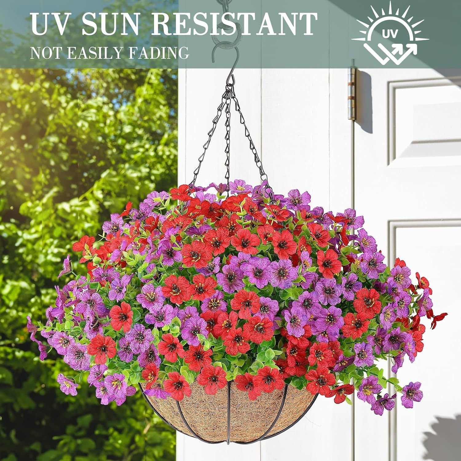 2 Set Artificial Flowers Hanging Plants in Basket,Artificial Hanging Flowers …