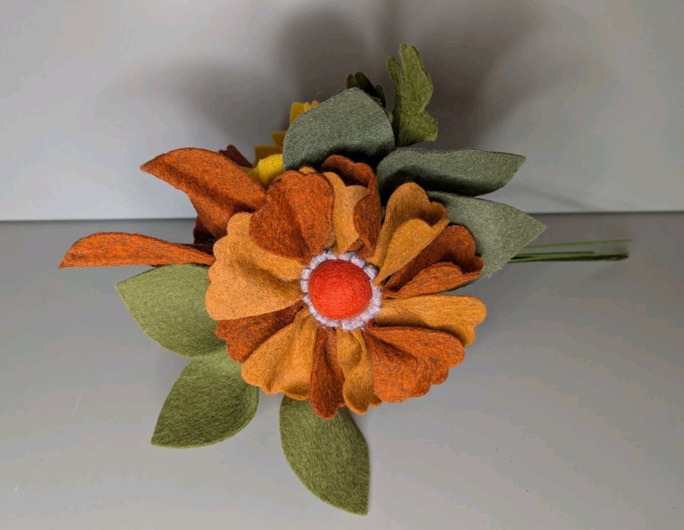 Beautiful Hand Cut Wool Blend Felt Flower Bouquet Gift Wrapped/Great Gift Idea!