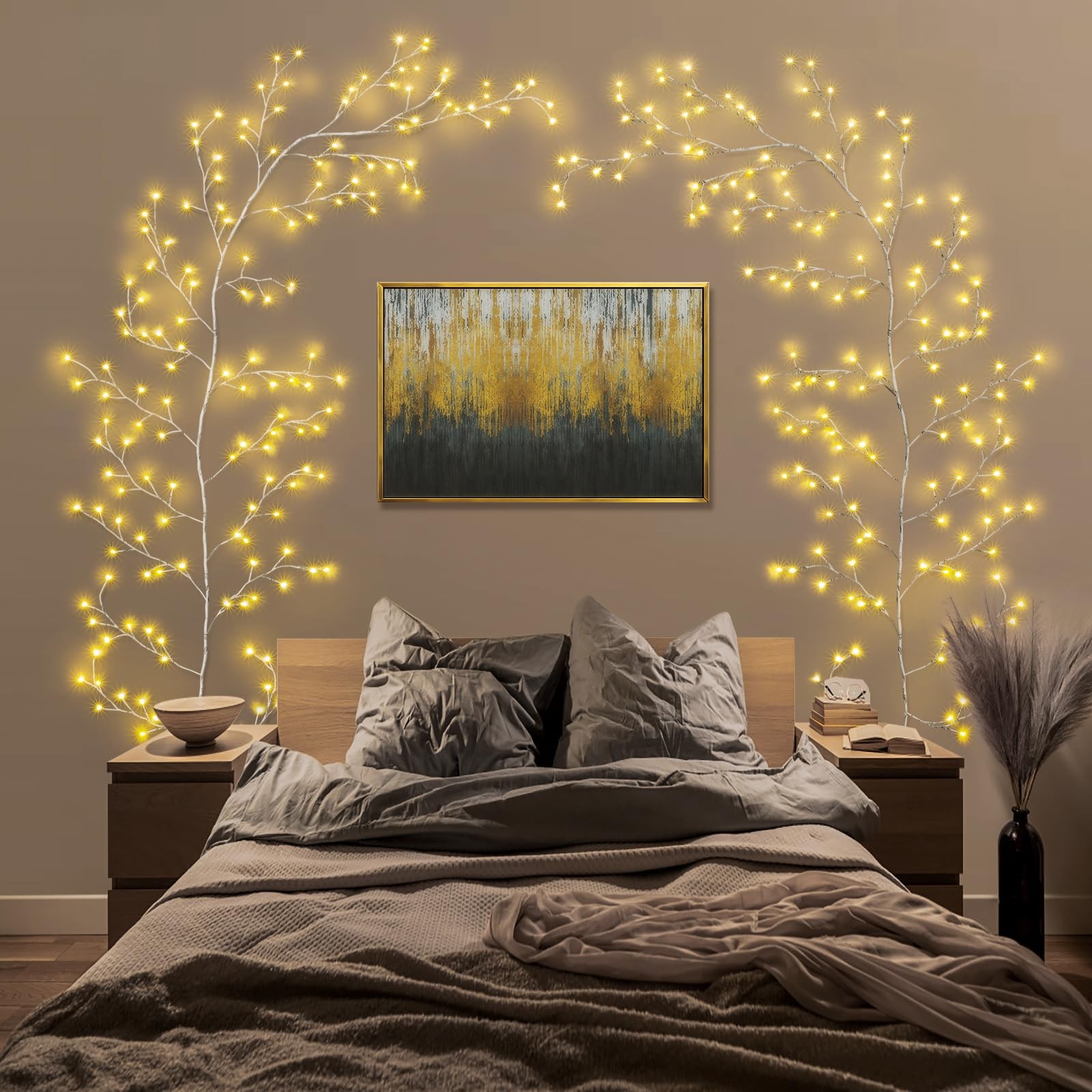 160 LED PlugIn Vine Lights With Remote Indoor Artificial Willow Decor White