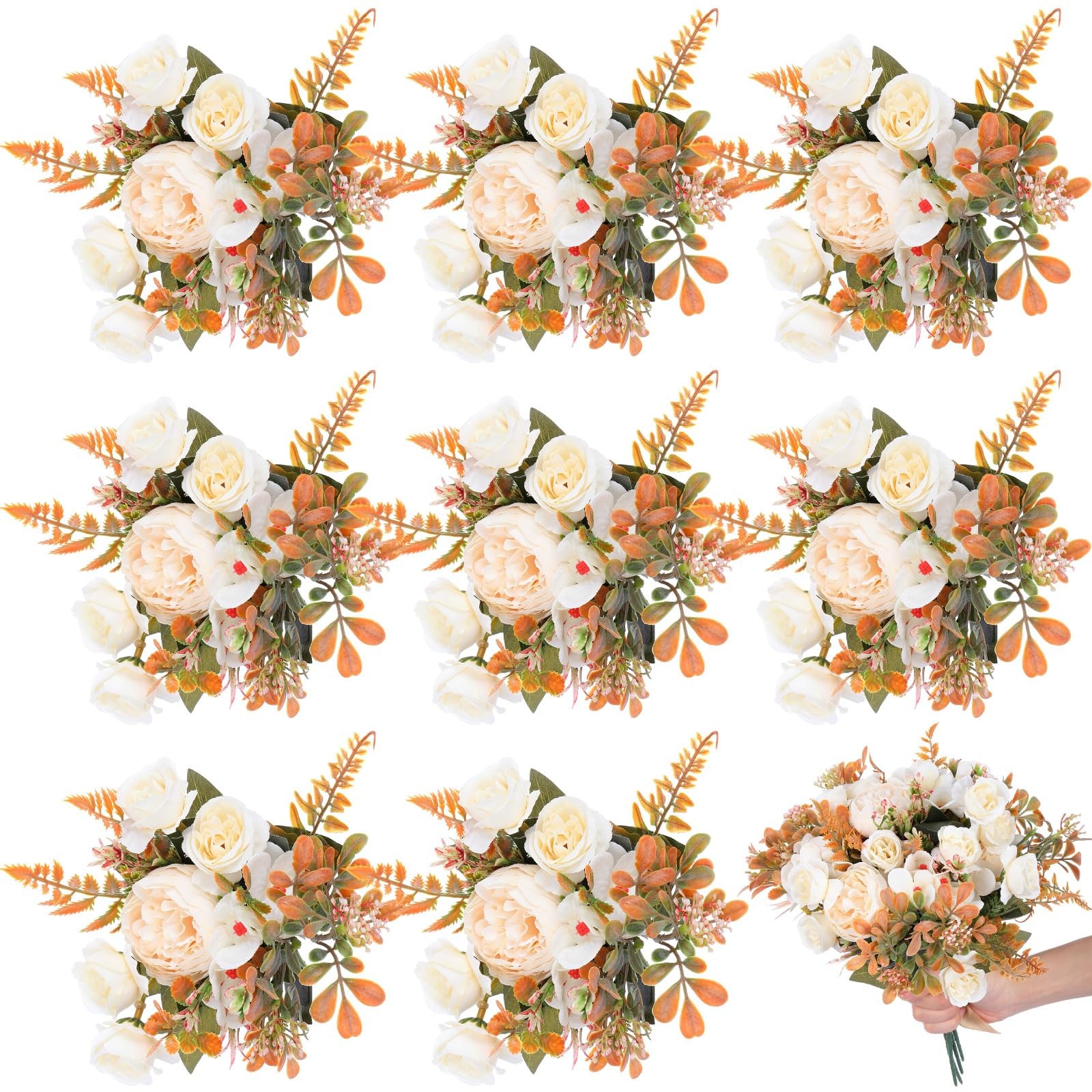 8 Pieces Peonies Artificial Flowers Bouquet Fake Hydrangea Flower Bulk Rose F…