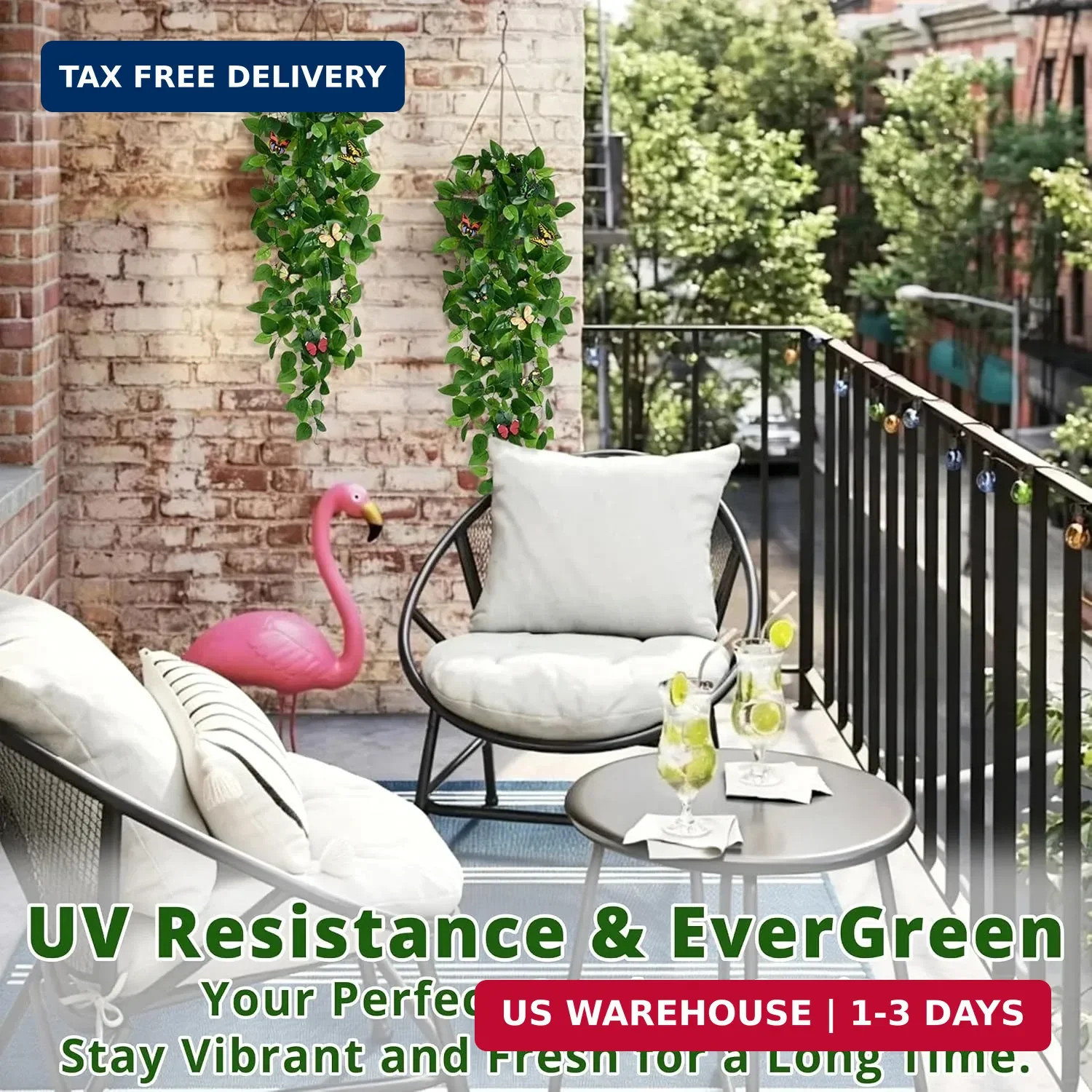 BLEUM CADE Fake Hanging Plants, 2pcs Artificial Pothos Vines Faux Plants Greener